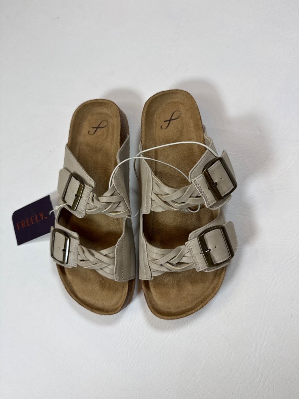 NWT Freely Womens Sandals Adjustable Buckles Woven Straps Beige Size 7 - Picture 2 of 6